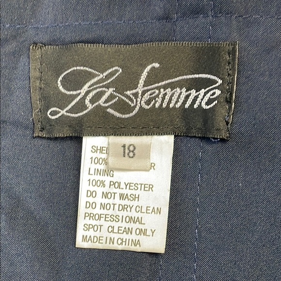 New La Femme Navy Beaded Off the Shoulder Sweetheart Ruched Satin Mermaid Gown - Picture 10 of 13